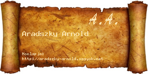 Aradszky Arnold névjegykártya